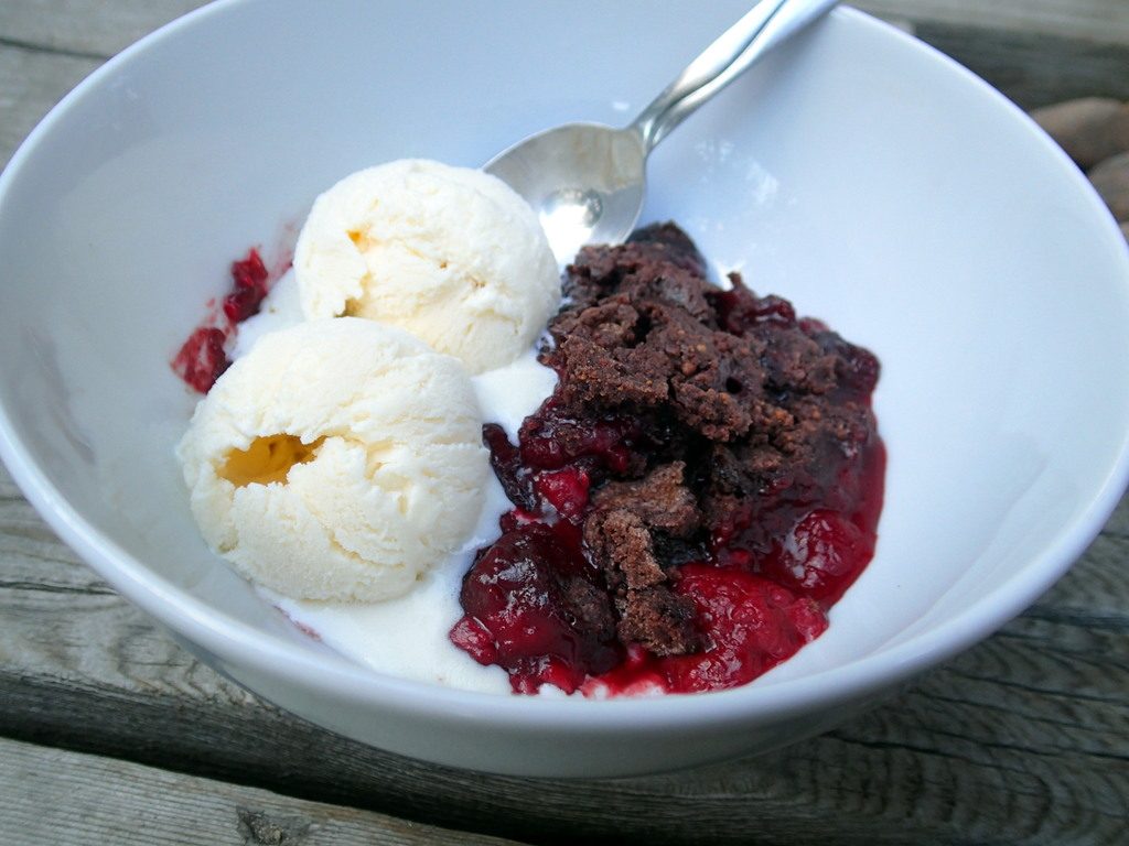 Dark Chocolate Raspberry Cobbler from dirtydishclub.com